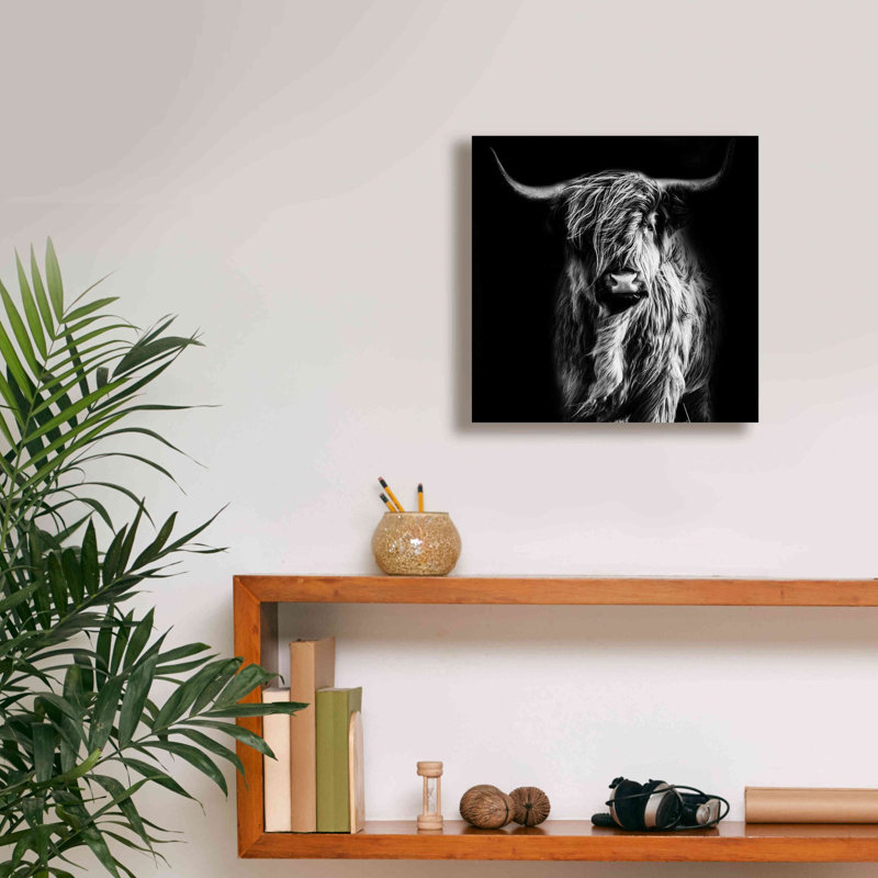 Union Rustic «Hippy Highland Cow» par Epic Portfolio, estampe numérique sur toile, H 12 po x l 12 po x P 0,75 po