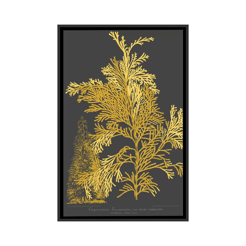 « trees & leaves i », impression sur toile, H 26 po x l 18 po x P 1,5 po, Toile avec cadre noir, Pas de tapis