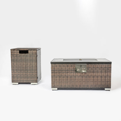 Outdoor Rectangle Fire Pit Table With Propane Tank Cover