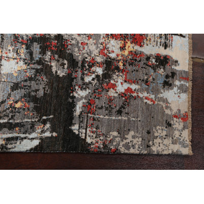 Tapis en laine à motif végétal abstrait 4 x 6