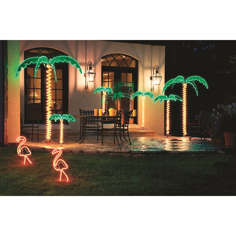 Tropical Lighted Holographic Rope Light Outdoor Palm Tree Yard Decoration