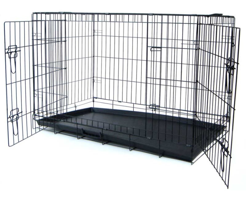Metal Collapsible Pet Crate with 2 Doors, Medium (26" H x 23" W x 36" D)