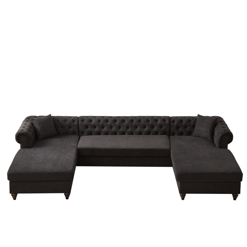 Canapé en chenille 3 pièces Novalune, Chenille noir