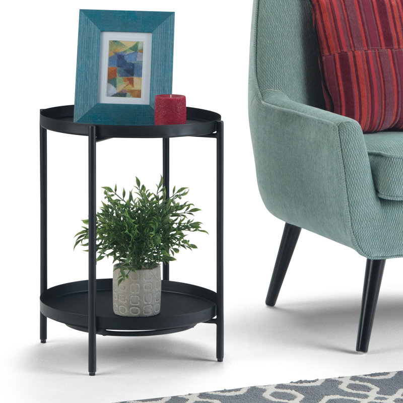 Table de bout ronde en métal avec plateau relevable Monet, Noir, noir, noir, noir