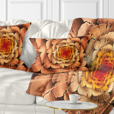 Coussin lombaire à pétales fractales à motif floral dense