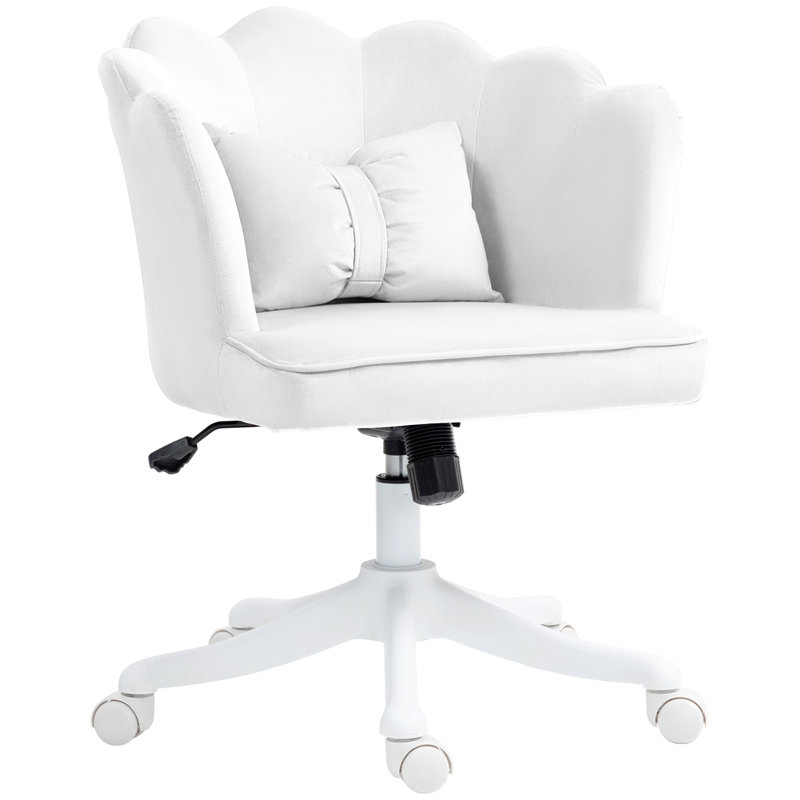 Velvet Office Chair, White