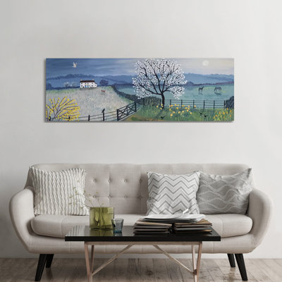 Spring Moon by Jo Grundy - Wrapped Canvas Print