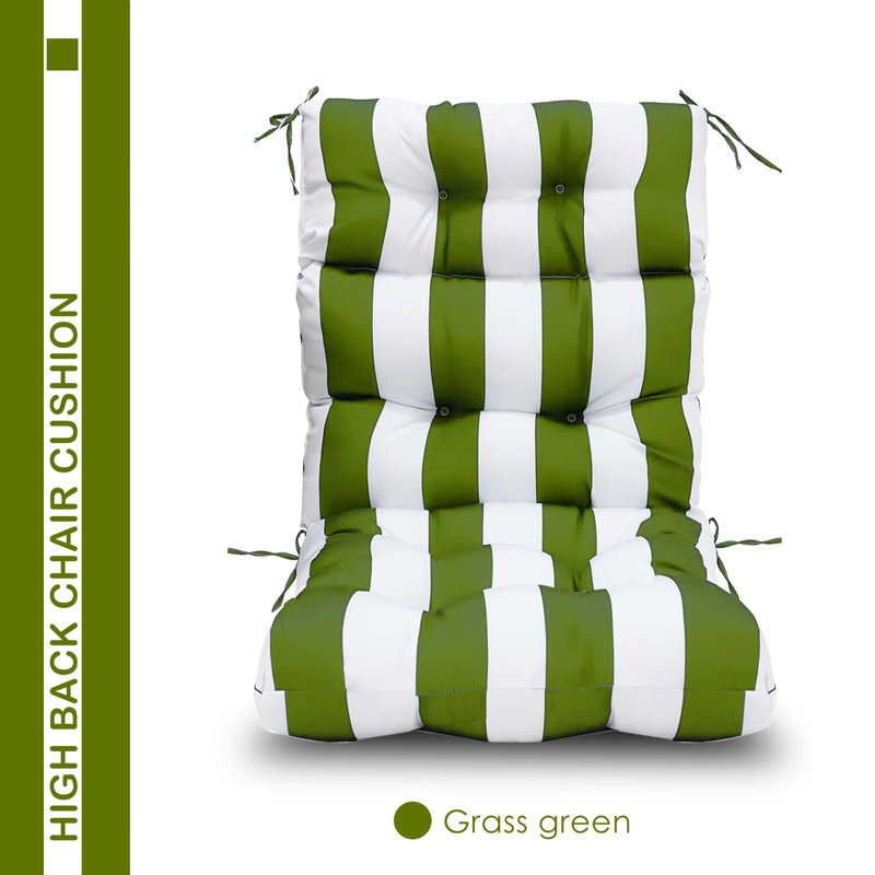 Set Of 2 Outdoor Tufted Rocking Chair Cushions, Non-slip Back, High/low Back Patio Cushions, 45"x22"x4", Seasonal Replacement For Sun Loungers And Chairs