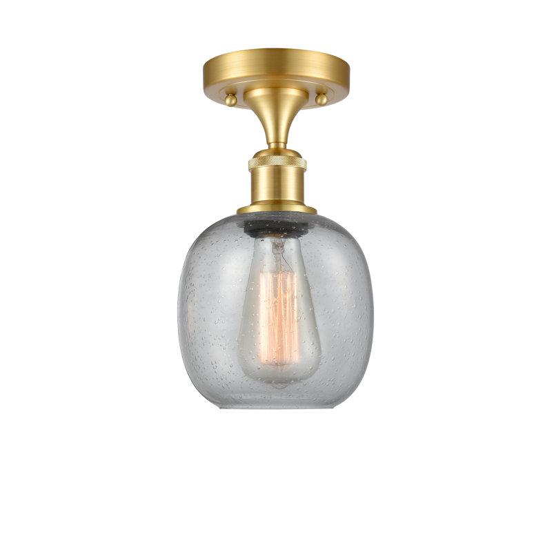 Plafonnier semi-encastré sphérique 1 lumière Carlucci, Verre puceux transparent, Or satiné