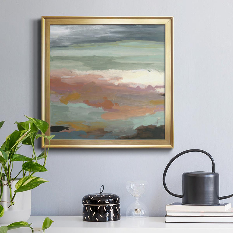 Océan bluff - peinture sur toile encadrée, Toile dorée, H 34,5 po x l 34,5 po x P 1,5 po