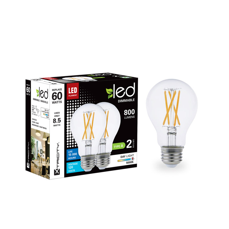 9 watts (60 watts équivalent), a19 del, ampoule à intensité variable, e26/moyen (standard) de base, 5000