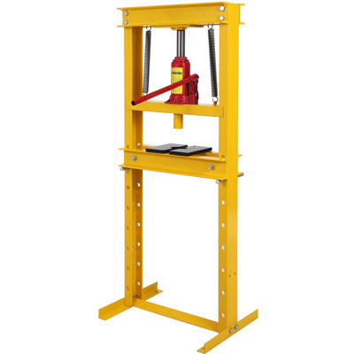 12 Ton Hydraulic Shop Press with Press Plates, H-Frame Adjustable Working Table Height Benchtop Press for Garage or Professional Users, Orange