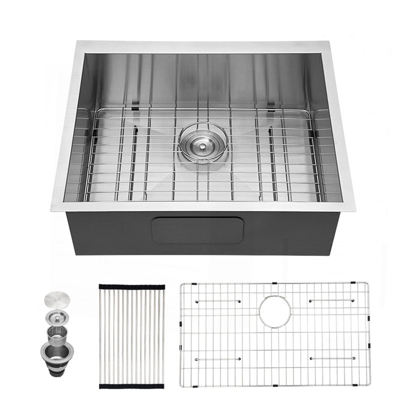 Évier de cuisine encastrable 25 po - Évier de cuisine encastrable 25 po x 22 po x 9 po en acier inoxydable de calibre 18 et profond 9 pouces