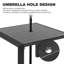 Outdoor Aluminum Dining Table Square Table with Powder-Coated Finish, Open-Slatted Tabletop and 2.4’’ Umbrella Hole, Garden Patio Table for 4 People, Black-120382292
