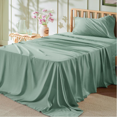 Bedsure Polyester Microfiber Sheet Set Hotel Luxury Sheets, Easy Care Cooling Bed Sheet Set 84GSM(65" x 99")GentleSoft™️
