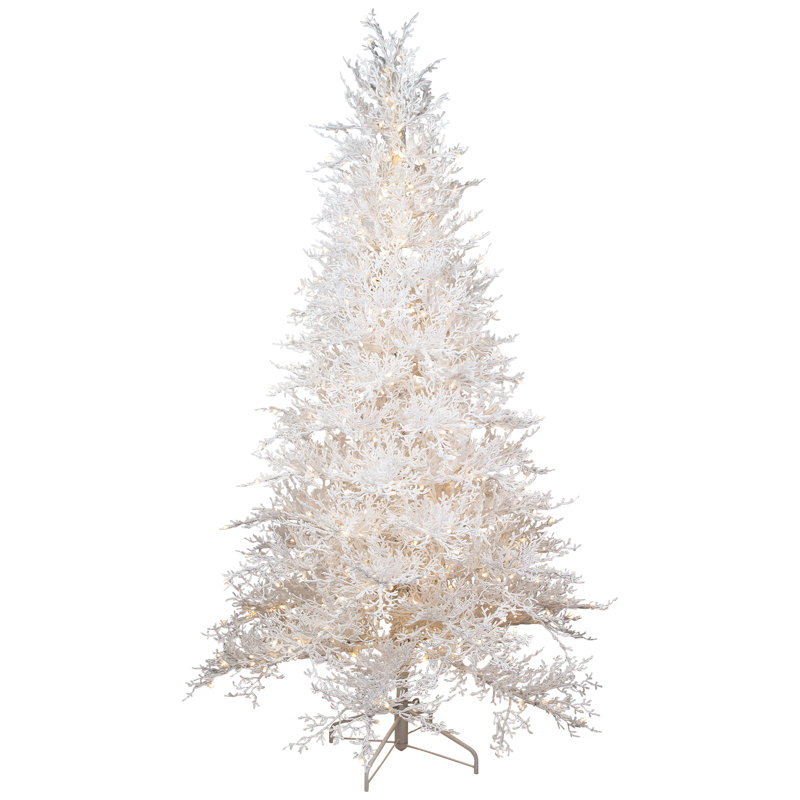 Pre-Lit Flocked Twig Artificial Christmas Tree - Warm White LED, 7.5'