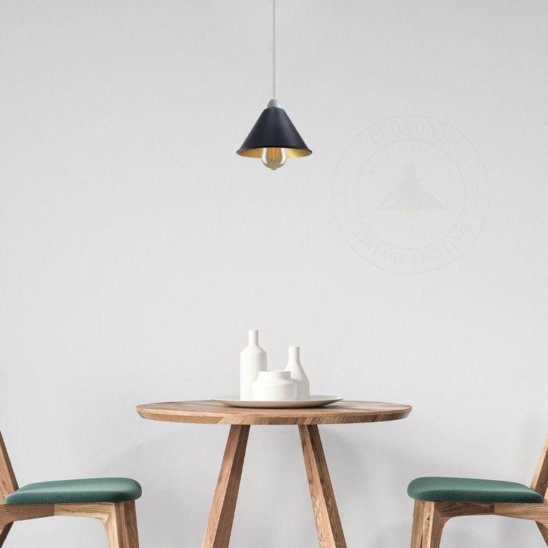 Lyndsie 10cm H Metal Lamp Shade ( Uno ), Black Inner Gold