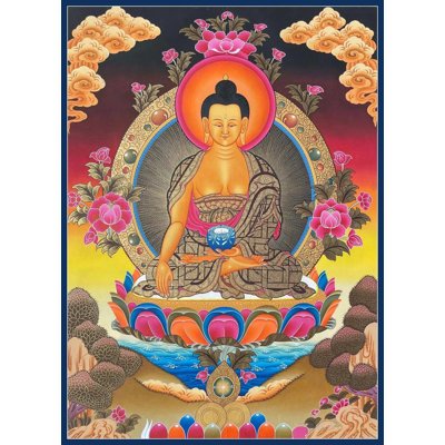 Bouddha Shakyamuni en posture Bhumisparsha Thangka (Thangka sans brocart)