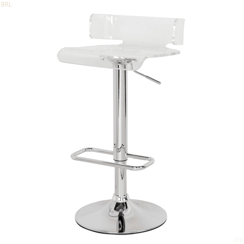 Tabouret pivotant transparent et chromé réglable, Clair