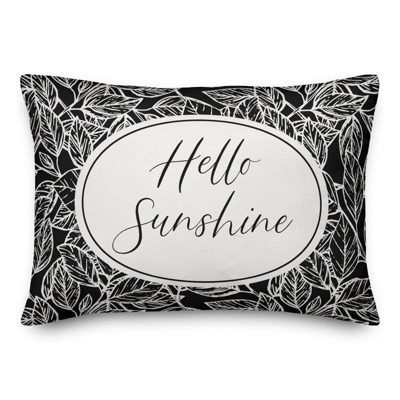 Housse de coussin rectangulaire d'extérieur Hello Sunshine, Noir
