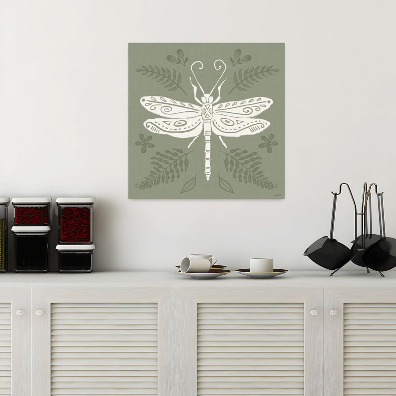 Bugs and Botanicals V, art contemporain de libellule, H 18 po x l 18 po