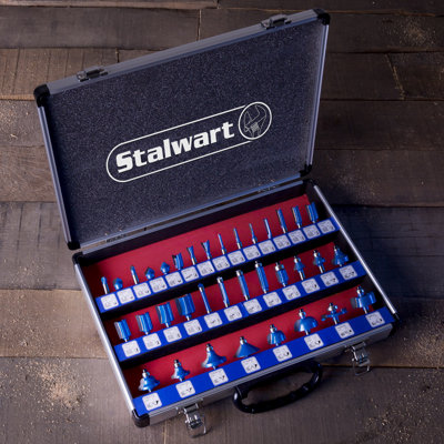 Stalwart Router Bits Set - Carbide Woodworking Tool Kit for Home Improvement