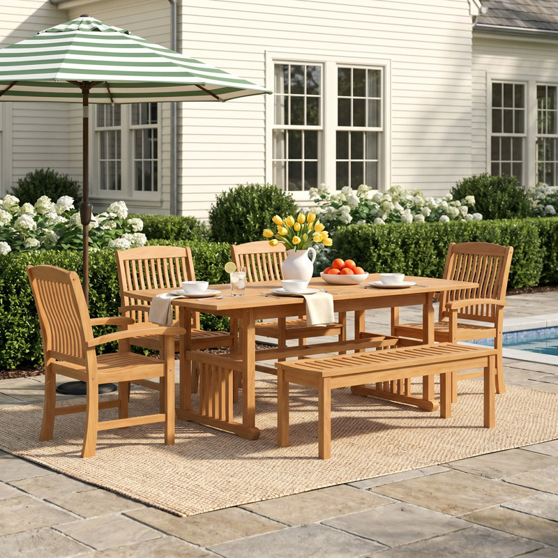 Cabo Summerton Rectangular 6 - Person, 6-Piece Teak Outdoor Dining Set