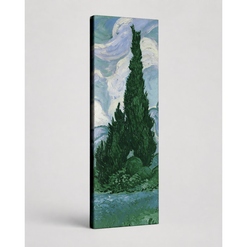 Champ de blé avec cyprès (1889) - art mural sur toile, 16" W x 48" H