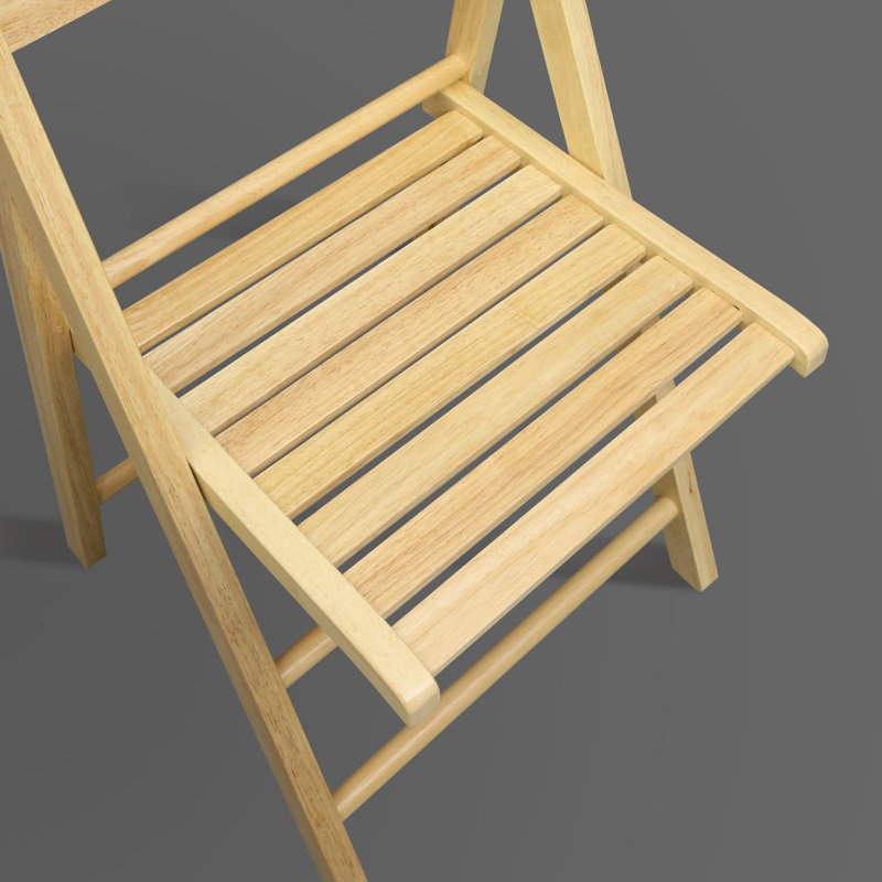 Donnis Wood Stackable Folding Chair Folding Chair Set, Natural