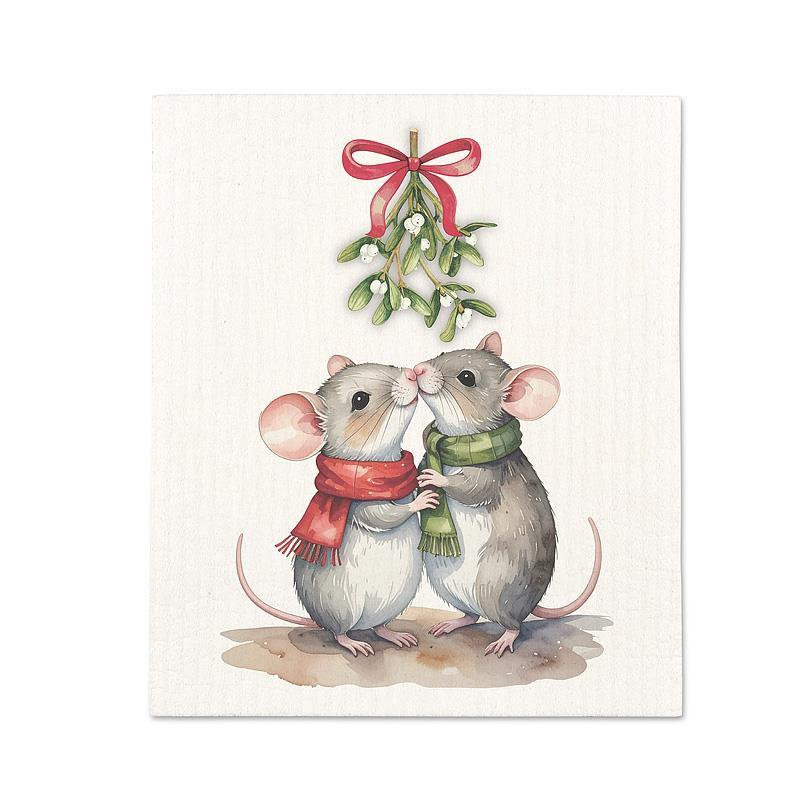 Souris sous le gui de vaisselle