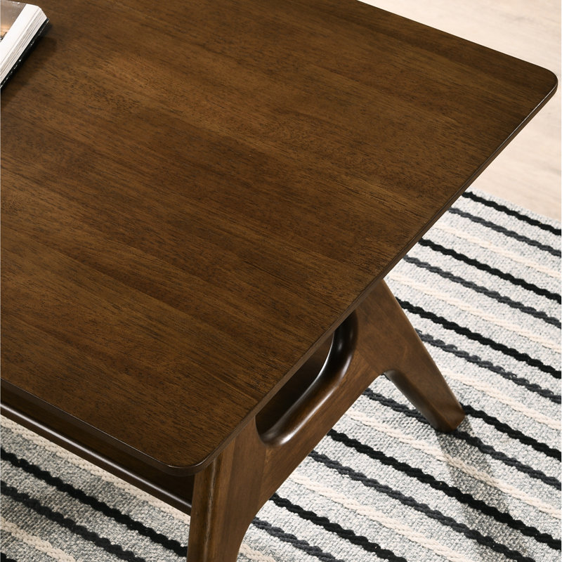Table de bout en bois avec tablette - idéale pour l'intérieur de la maison Finition noyer brun moderne Mid-Century