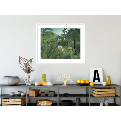 «Jaguar Attacking a Horse» par Henri Rousseau, impression giclée sur cadre