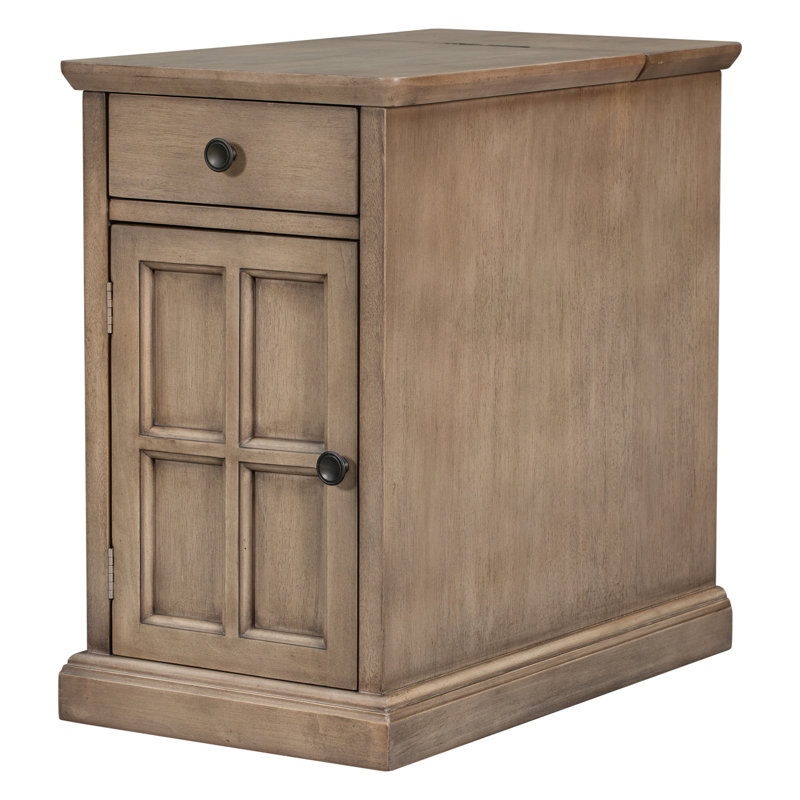 Table d'appoint Classic Vintage Livingroom avec ports USB et un tiroir multifonctionnel avec porte-gobelets, brun antique (ancien SKU: WF296294AAD)