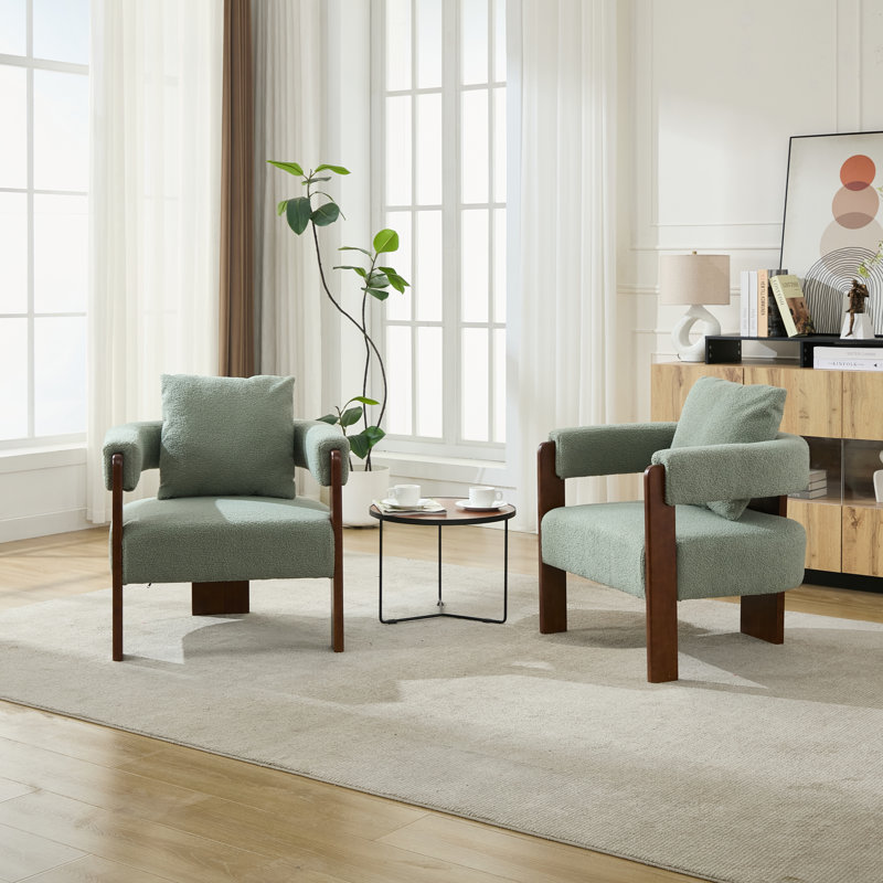 Upholstered 3-Legs Accent Chair, Green