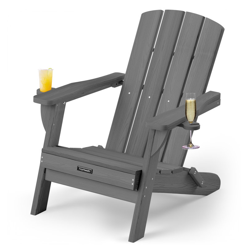 Chaise de patio pliante en PEHD Adirondack, Gris