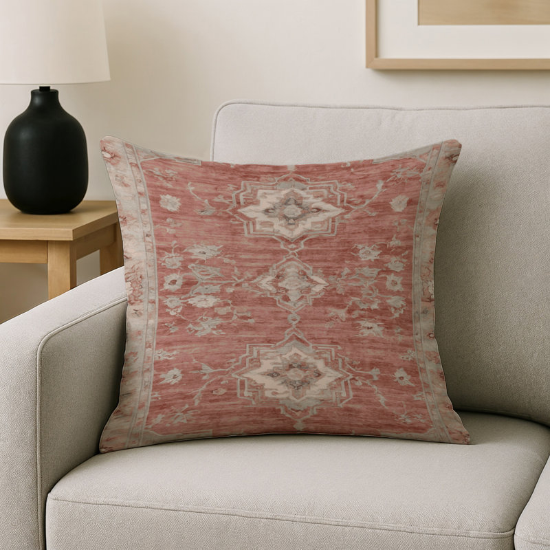 Coussin décoratif intérieur et extérieur Modern, Brun / rose taupe oriental, Carré 18 po