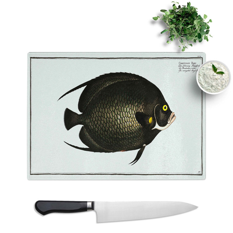 Tempered Glass Variegated Angel Fish by M.E. Bloch Chopping Board, 28.5 cm x 20 cm