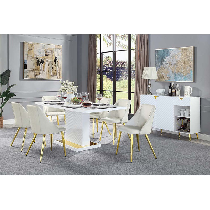 Table à manger avec base de piédestal, Blanc