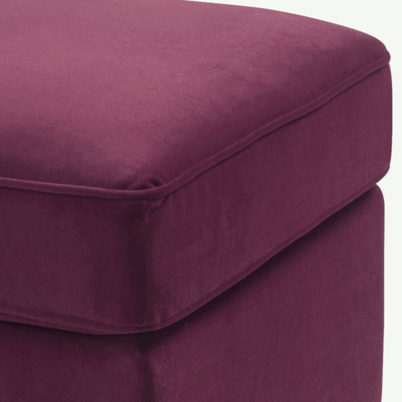 Velvet Rectangle Standard Ottoman, Burgundy Velvet