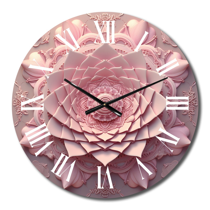 Horloge murale délicate Lotus rose Mandala II, Moyenne