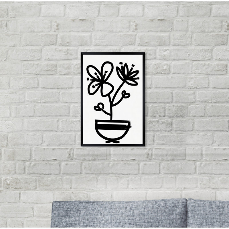 " Flowers In Bloom Floral And Botanical " Painting Print, Black Framed, 20" H x 30" W