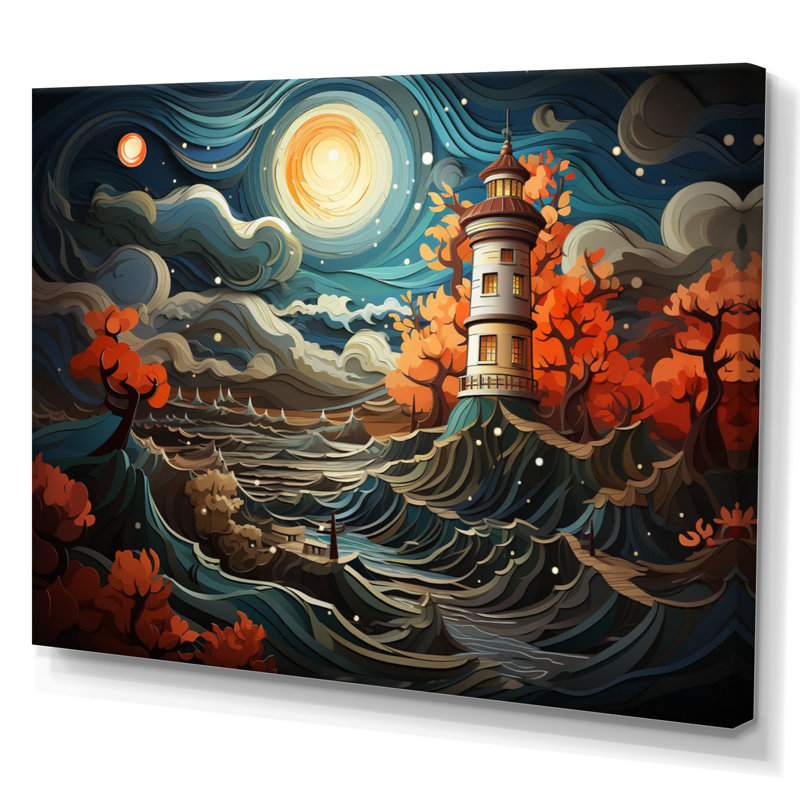 Bord de mer majestueux phare IV, reproduction d'art sur toile, H 34 po x l 44 po x P 1,5 po, Toile tendue