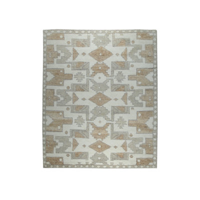 Inviting Oushak Ivory Hand Knotted Wool Area Rug