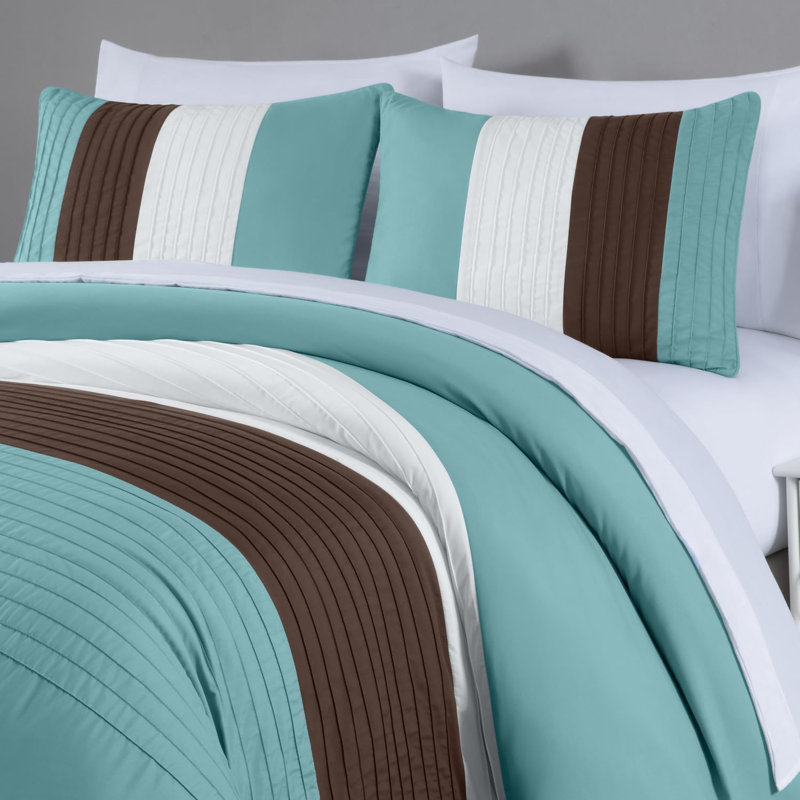 Full Blue Brown Beige Microfiber Bed in a Bag Set