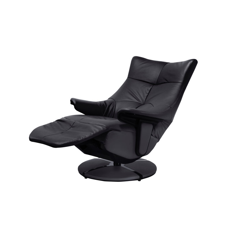 Wanamingo Upholstered Swivel Recliner, Black