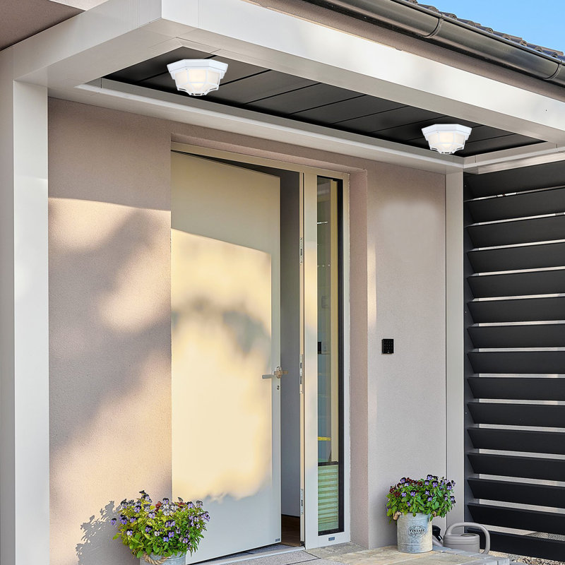 2 Pack 8.5 in. 1-Light Ceiling Mount Light Fixture With Frosted Glass with White Finish, 3.9" H  x 8.5" W x 8.5" D, White