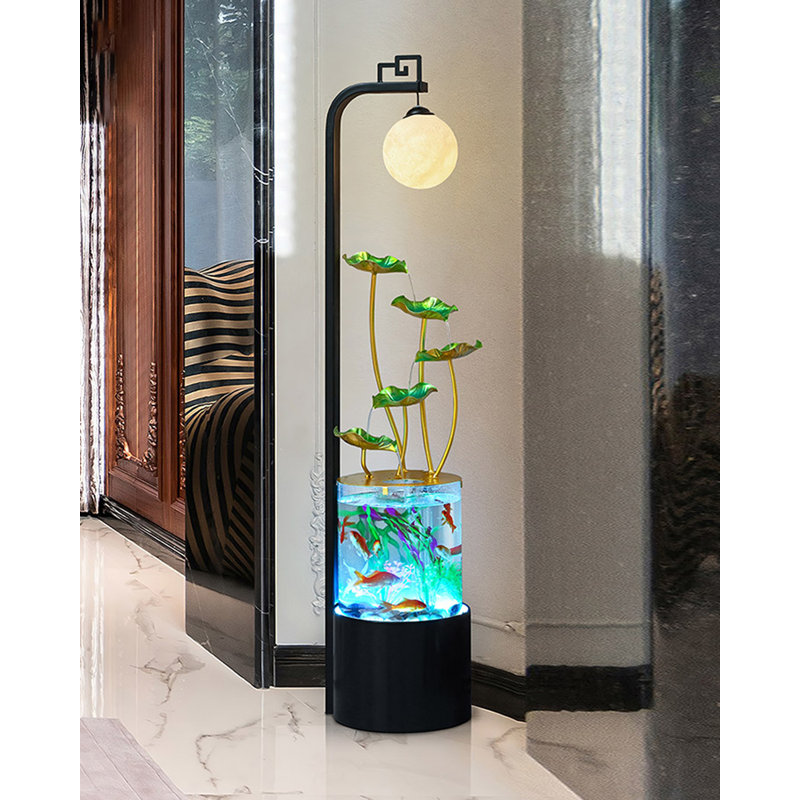 Bocal à poissons avec fontaine Lotus & Moon, Noir