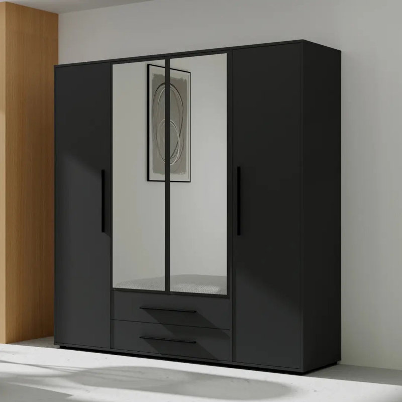 Sunde Manufactured Wood Wardrobe, Black