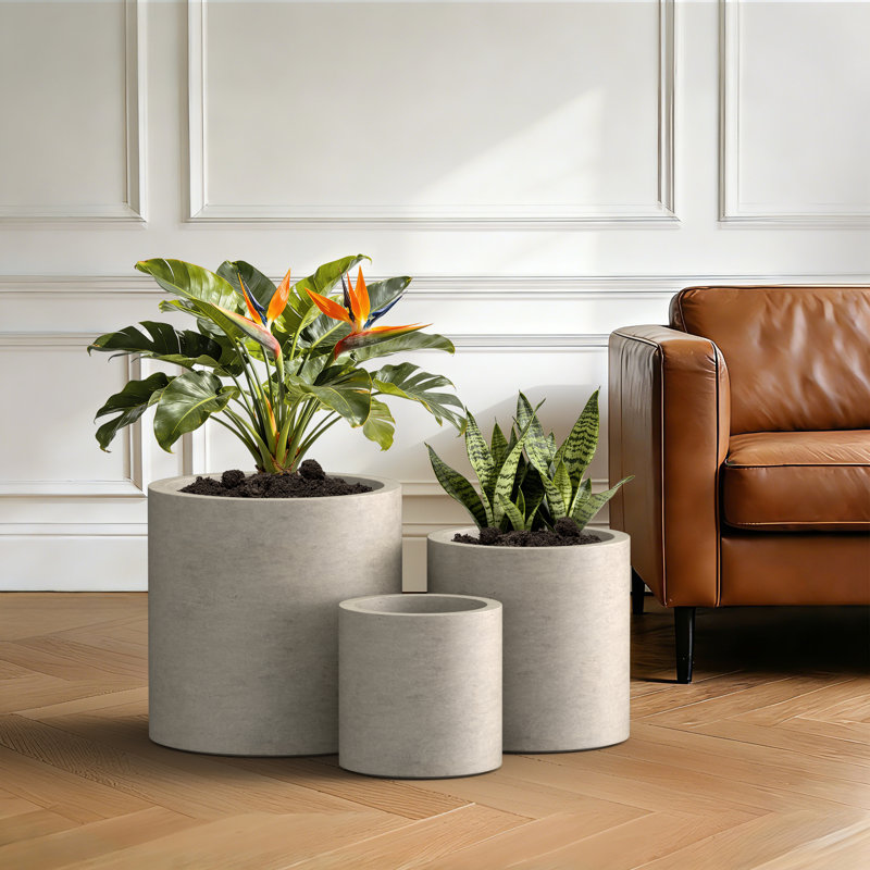 Ensemble de pots à fleurs 3 pièces Centonze, Brun