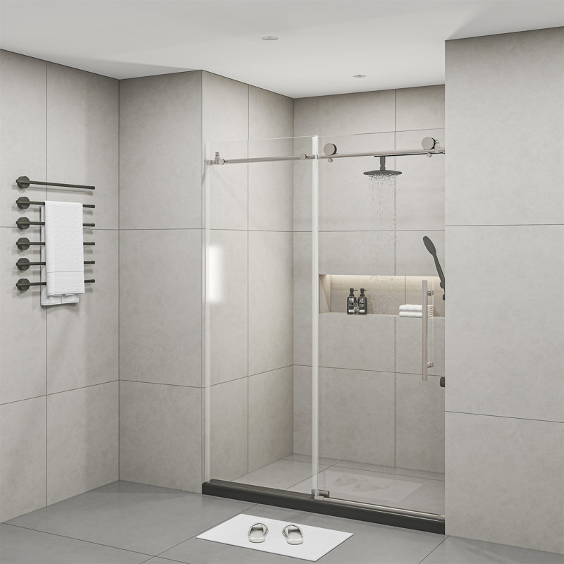 Frameless Shower Doors 60" Width X 76"Height With 5/16" Clear Tempered Glass